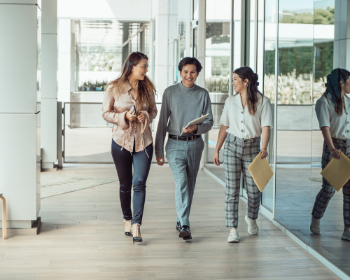 People walking in an office environment